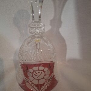 Elegant Crystal Bell  with Red Floral Design
